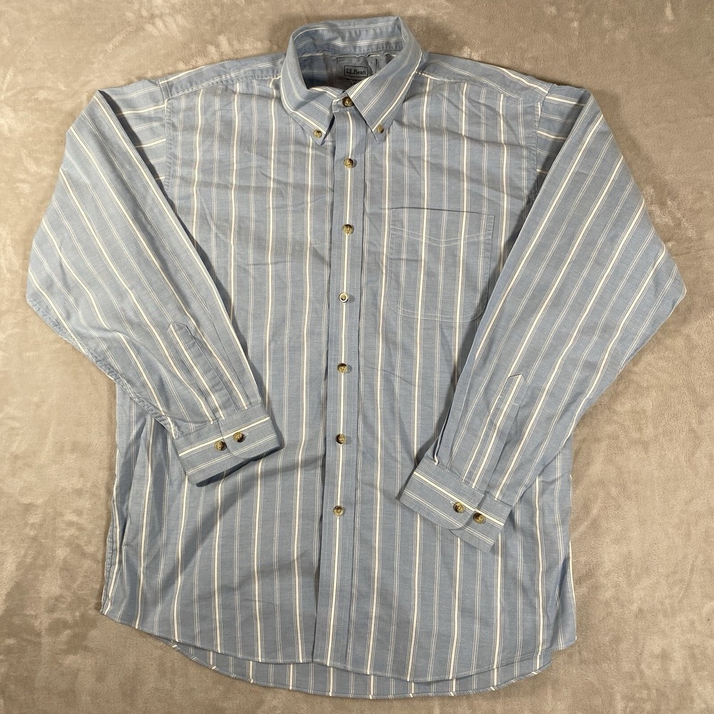 L.L. Bean Shirt‎ Mens Large Blue White Stripes